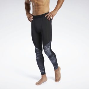 Legginsy Męskie Reebok Speedwick Compression Czarne PL 47WPFXA